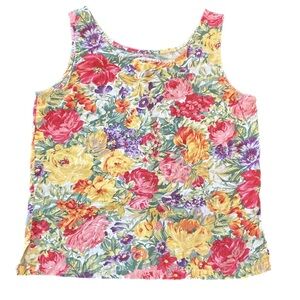 VTG 90s  Paris Blues floral grunge Indie sleaze cottagecore  boxy tank top LG